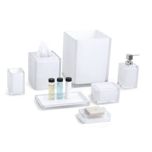 Cubix White Collection, Tumbler, Clear/White Accent